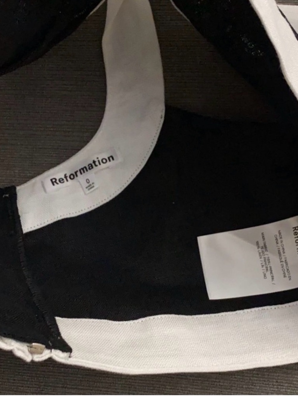 NWOT Reformation Robbie Linen Two Piece in Black White Sleeveless Top Skirt - Picture 5 of 7